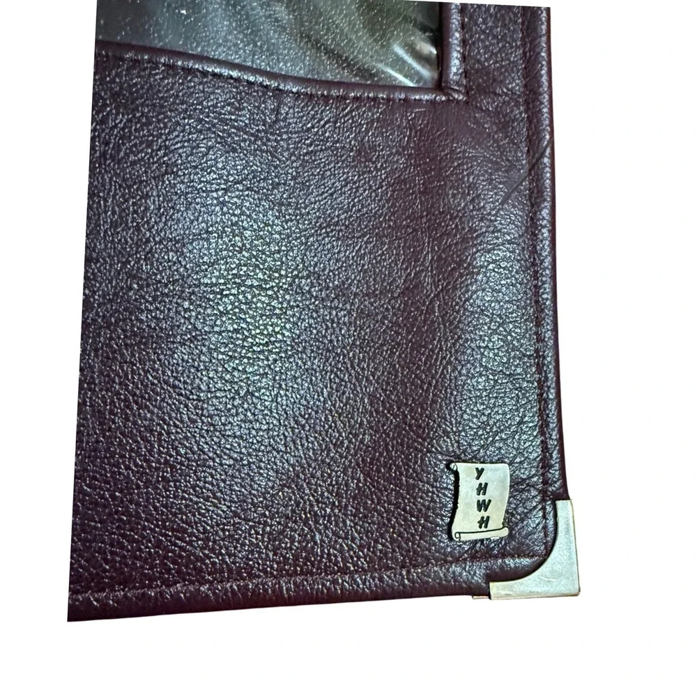 Vintage Brown Genuine Leather Portfolio‎ Folder YHWH Tweed Lined